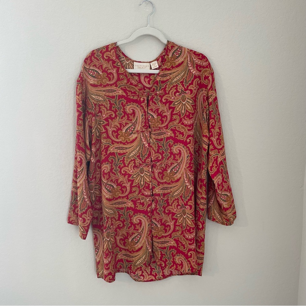 Vintage Victorias Secret Silk Paisley Print Nightgown Lingerie Gold Label - Picture 2 of 9